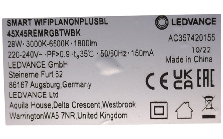 Panel LED Ledvance Planon Plus 45x45cm 28W WiFi RGB pilot