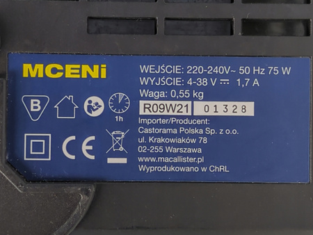 Ładowarka do akumulatorów Macallister MCENi R09W21 4-38 V 1.7A 75W