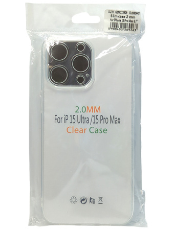 Przezroczysty 2 mm etui TPU iPhone 15 Pro Max Slim 6,7"