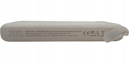 VEEKTOMX Power Bank z Wbudowanymi Kablami 20000mAh