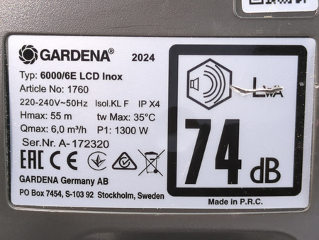POMPA WODY HYDROFOR PREMIUM GARDENA TYP 6000/6E 1300W 6,0M/H 5,5 BAR