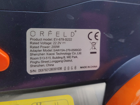 Odkurzacz Pionowy Akumulatorowy Orfeld EV-679-S222