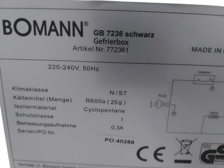 Zamrażarka Bomann GB 7236 42 l wolnostojąca biała klasa E