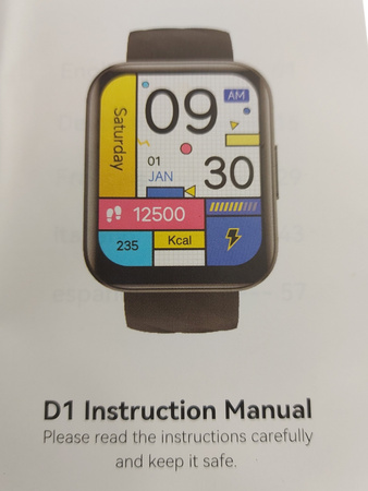 Smartwatch Ruimen D1 niebieski Bluetooth Rozmowy Pulsometr Kroki IP68 PL