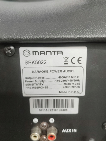 Głośnik przenośny Manta SPK5022 4000W KARAKOKE FM