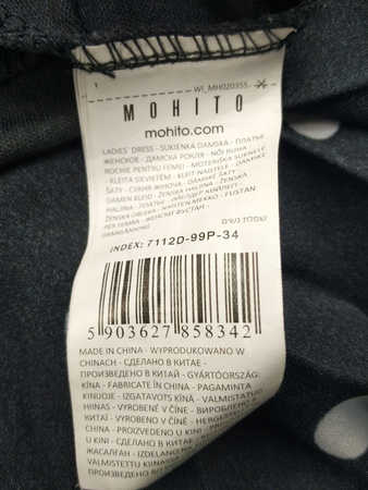 Sukienka damska MOHITO Rozmiar 34 CZARNA