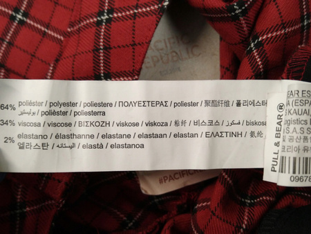 SPODNIE DAMSKIE PULL&BEAR ROZMIAR 36 CZERWONE W KRATKE