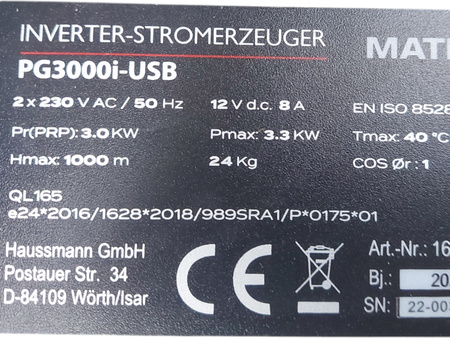 Agregat inwertorowy Matrix PG3000i-USB 3,3kW 230V 2xUSB
