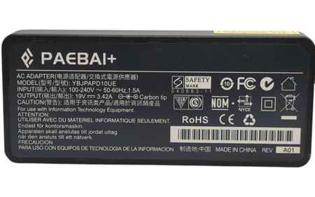 Zasilacz laptopowy PAEBAI+ YBJPAPD10UE 19V 3.42A