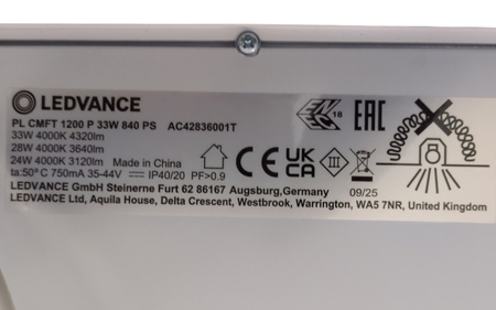 Panel LED Ledvance Comfort 120x30cm 33W 4320lm 4000K UGR<19