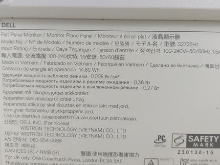 Monitor Dell S2725H 27'' 1920 x 1080 px (full HD) 16:9 100 Hz