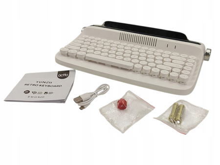 KLAWIATURA BEZPRZEWODOWA BLUETOOTH YUNZII ACCTO BIAŁA RETRO