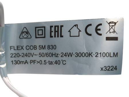 Taśma LED LEDVANCE FLEX COB 5M 24W 2100 lm 3000K IP44 biała