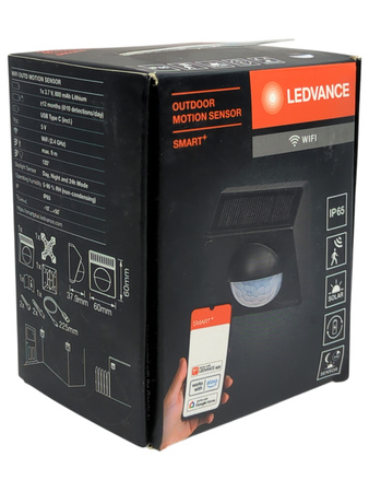Czujnik Ruchu Akumulatorowy USB-C IP65 Czarny Smart+ Outdoor WiFi Ledvance