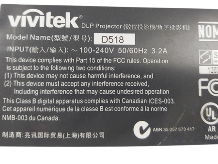 Projektor multimedialny Vivitek D518 DLP 800 x 600 (SVGA)