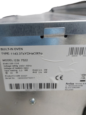 Piekarnik Amica EBI7522 65L 10funkcji inox termoobieg