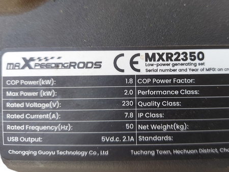 Agregat prądotwórczy inwertorowy generator prądu MaXpeedingrods MXR2350