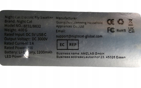 Elektryczna łapka na muchy Night Cat 8831 3000V