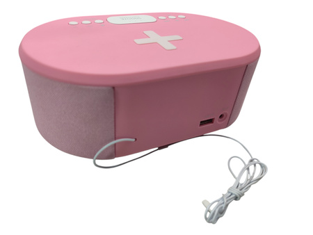 RADIO Z BUDZIKIEM I ŁADOWARKĄ INDUKCYJNĄ I-BOX DAWN USB 22W RÓŻ