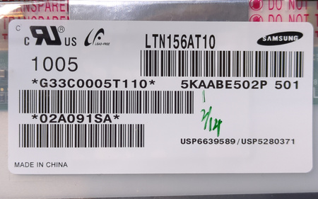 Matryca Samsung LTN156AT10-503 15,6" 1366x768px; 40pin MATOWA