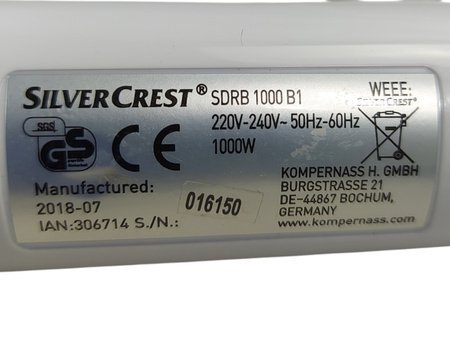 PAROWNICA DO UBRAŃ SILVERCREST SDRB 1000 B1 1000W