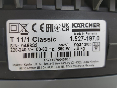 Odkurzacz przemysłowy Karcher T11/1 Classic 235 kPa 850W