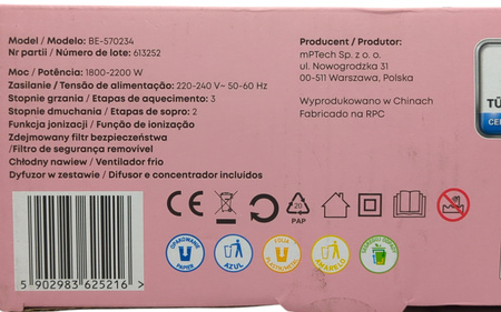 Suszarka do Włosów z Jonizacją Hoffen BE-570234 2200W z dyfuzorem
