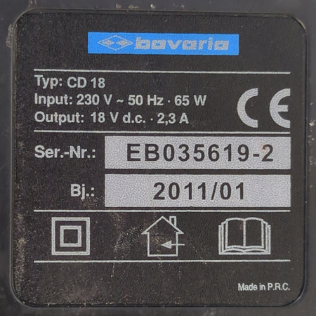 Ładowarka do akumulatorów Bavaria CD 18 65 W 18V 2.3A
