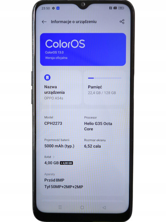 Smartfon OPPO A54s CPH2273 4/128GB 6,52" 60Hz 50Mpix Czarny