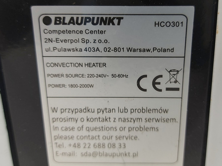 Grzejnik konwektorowy BLAUPUNKT HCO301 2000 W Biały