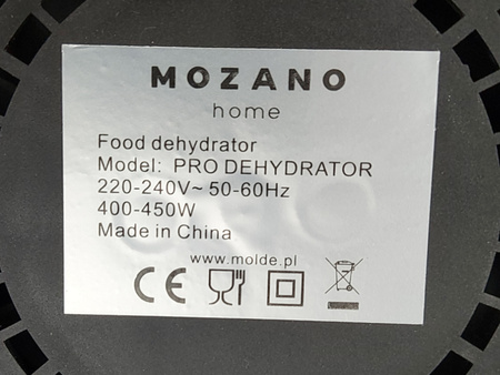 SUSZARKA DO ŻYWNOŚCI MOZANO 450W 5 sitek - Suszarka do grzybów