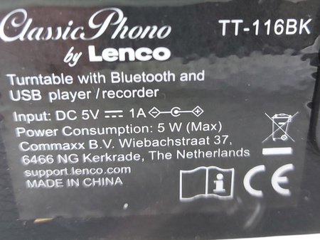 Gramofon Lenco TT-116BK Gramofon z wbudowanymi głośnikami i Bluetooth walizka