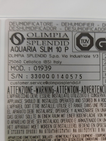 Osuszacz powietrza Olimpia Splendid Aquaria Slim 10 P 10L Pure 45 m³