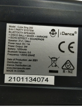 GŁOŚNIK + MIKROFON KARAOKE iDance Cube Sing 200