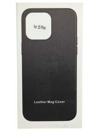 Plecki etui leather MagSafe do iPhone 15 Plus Czarny