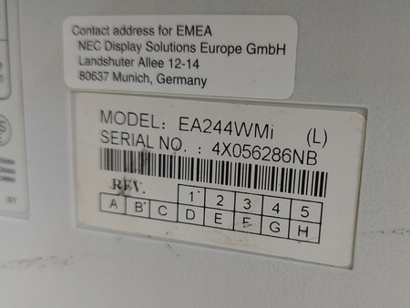 Monitor NEC Multisync EA244WMi 24" 1920x1200 16:10 VGA DVI DisplayPort HDMI