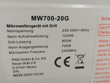 Kuchenka mikrofalowa Samsung MW700-20G 20L 700W mechaniczna inox