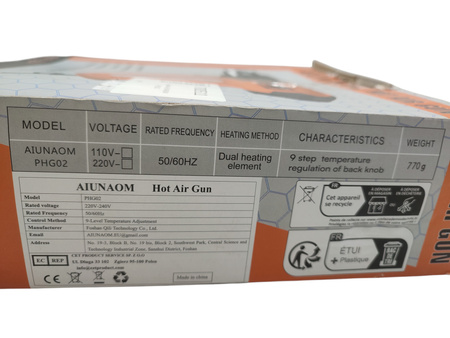 Opalarka AIUNAOM PHG02 650°C 220V 50Hz kompaktowa i wydajna