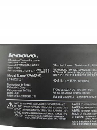 Bateria do laptopa LENOVO L14M3P21 ŻYWOTNOŚĆ 66%, CYKLE 754