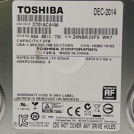 Dysk twardy Toshiba 1TB 3,5'' (DT01ACA100)