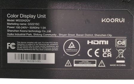 Monitor Koorui MG32A2QV 31,5" QHD 2560x1440 170Hz 1ms VA HDR FreeSync