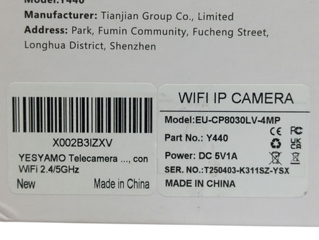 Kamera Yesyamo Y440 WiFi 2.5K 4MP PTZ 360° 2.4G 5G biała