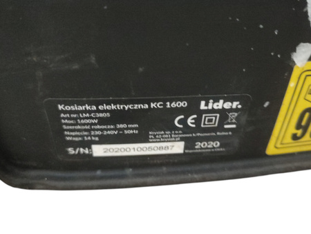 KOSIARKA ELEKTRYCZNA LIDER KC1600 1600W 38cm