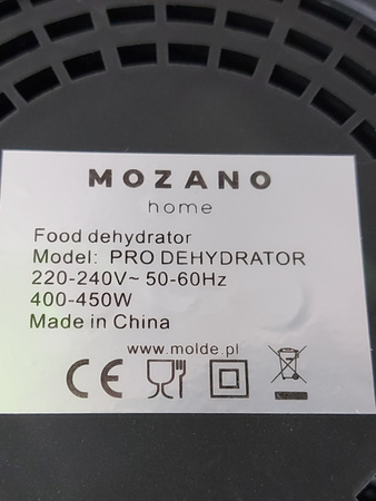SUSZARKA DO ŻYWNOŚCI MOZANO 450W 5 sitek - Suszarka do grzybów