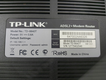 MODEM ROUTER TP-LINK TD-8840T B1392
