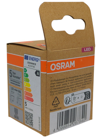 Żarówka LED GU10 4,7W = 90W 850lm 2700K Ciepła Biała OSRAM