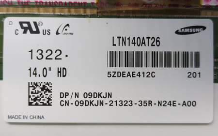 Matryca LCD Samsung LTN140AT26 14" 1366x768 40pin matowa