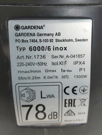 Pompa ogrodowa Gardena 6000/6 Inox 1300 W 6000 l/h 5,5 bar 55 m