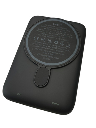 Powerbank Magnetyczny 10000 mAh Czarny Przenośna Ładowarka Iniu BI-B43