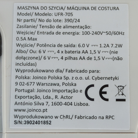 Mini Maszyna do szycia Hoffen UFR-705 Biały